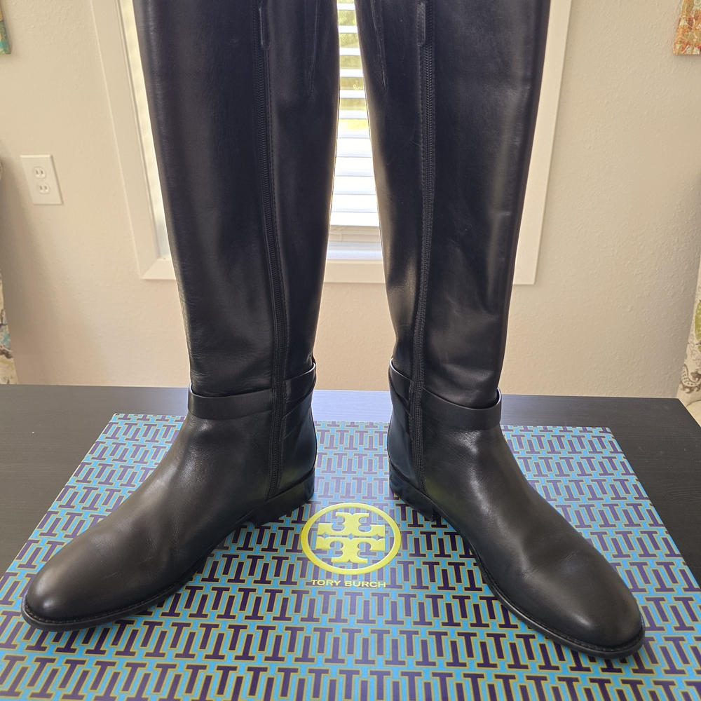 NIB Tory Burch Brooke Black Leather Knee-High Riding Boots